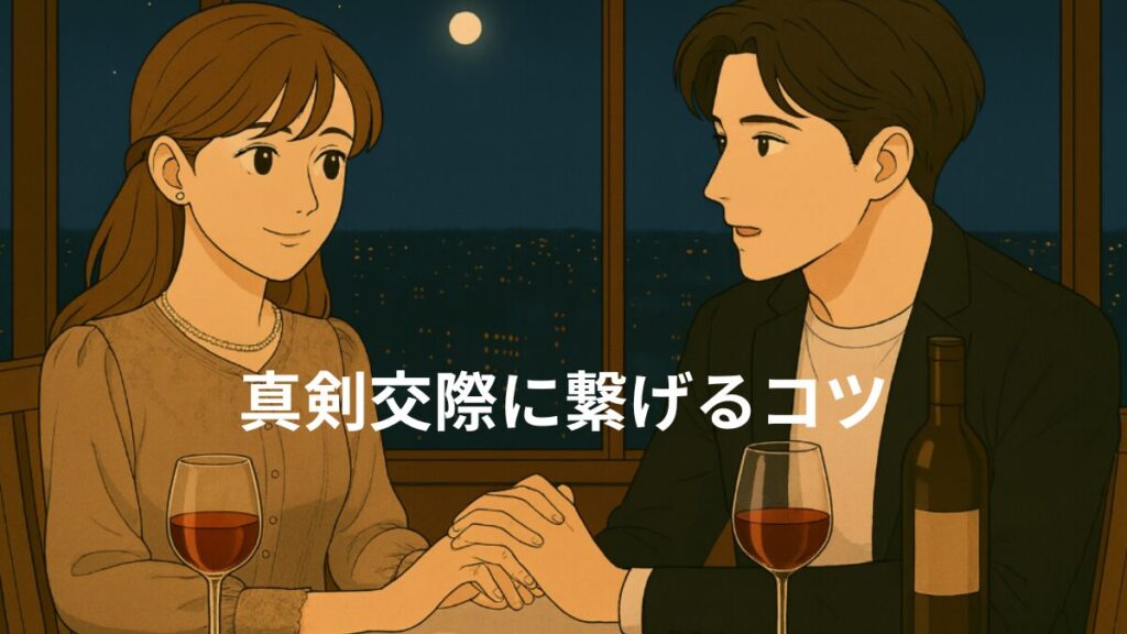 真剣交際に繋げるコツ　レストランで食事をしながらデートをする男女