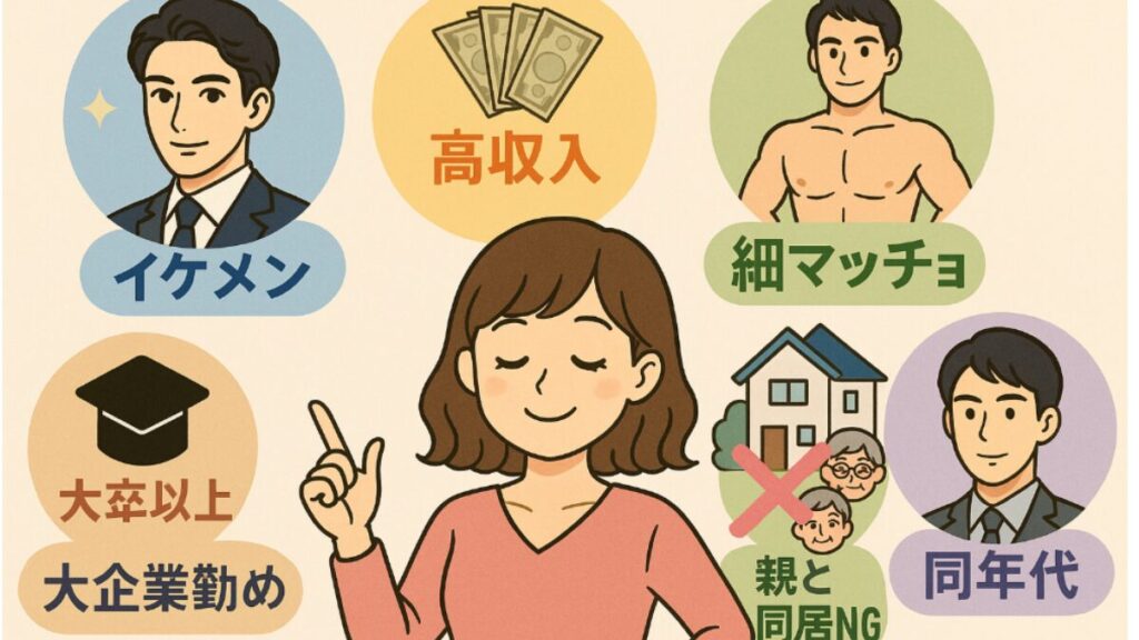 相手に求める条件。理想が高すぎる例