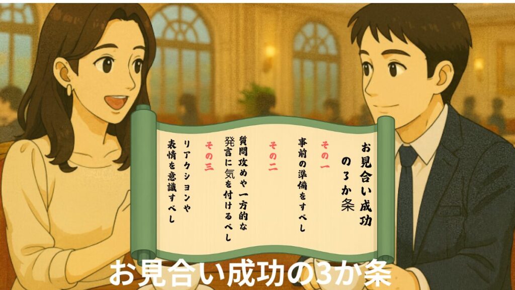 お見合い成功の3か条　事前の準備、質問攻めや一方的な発言、相槌や表情には注意する