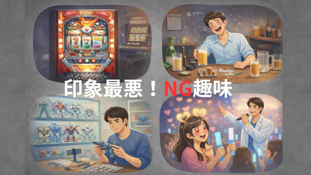 婚活で印象最悪のNG趣味　ギャンブル　投資　飲み歩き　押し活　コレクション