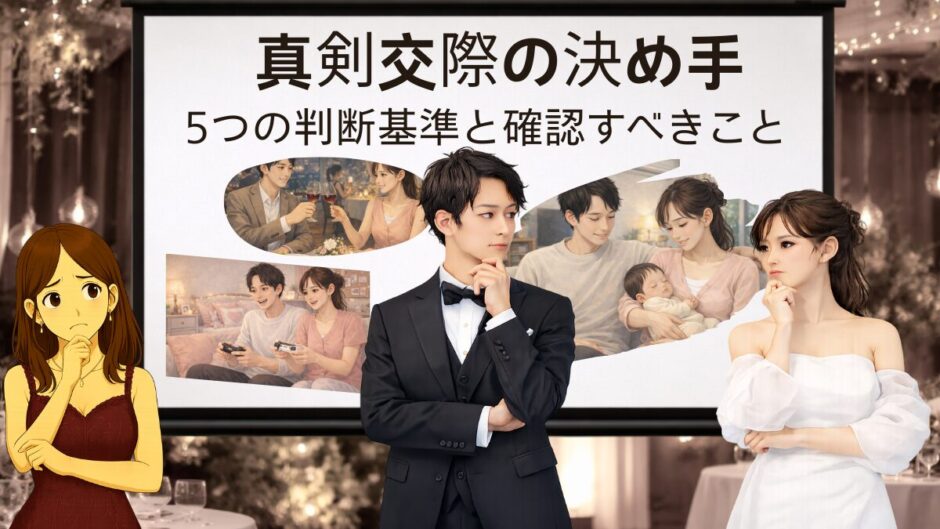 仮交際から真剣交際の決め手　未来の結婚生活を想像しながら悩む男女の画像
