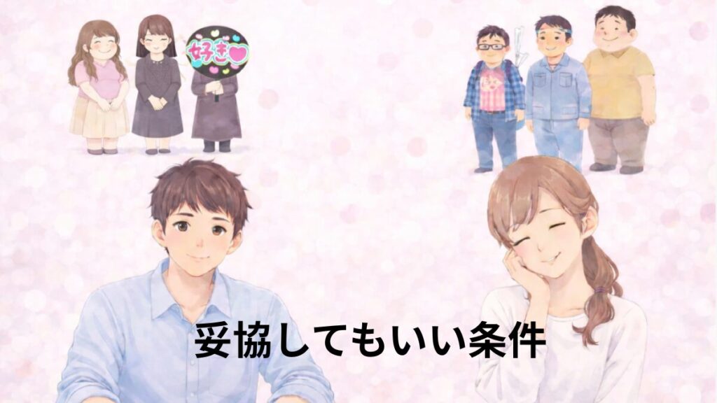 だきょうしても良い条件　容姿、趣味の不一致、学歴、年齢