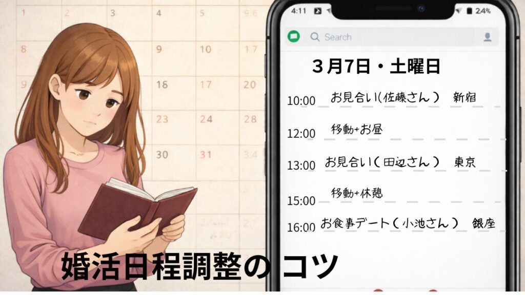 日程調整の返事のコツ　婚活ではスケジュール管理が大切！効率よくお見合いを組み、相手に良い印象を与える返信のコツ　