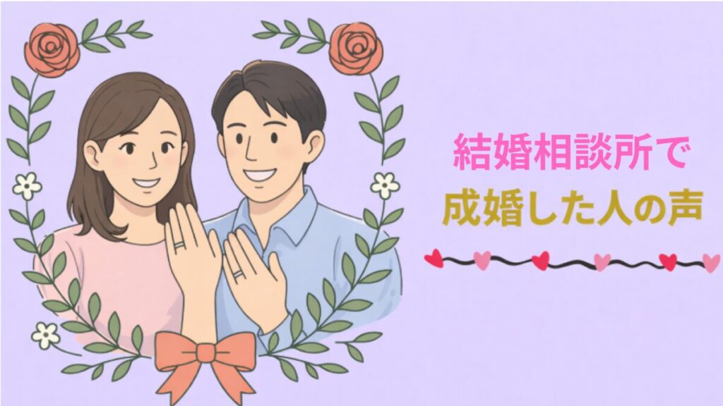 結婚相談所で成婚した人達の声　2人で並んで指輪を見せるカップルの画像
