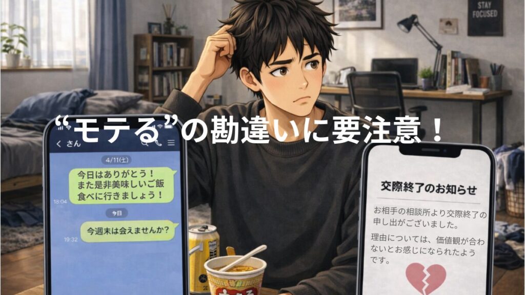 婚活でモテると思って調子に乗っていたら、交際終了の連絡が来て、上手くいっていると思っていた女性からも連絡が返ってこない男性の画像
