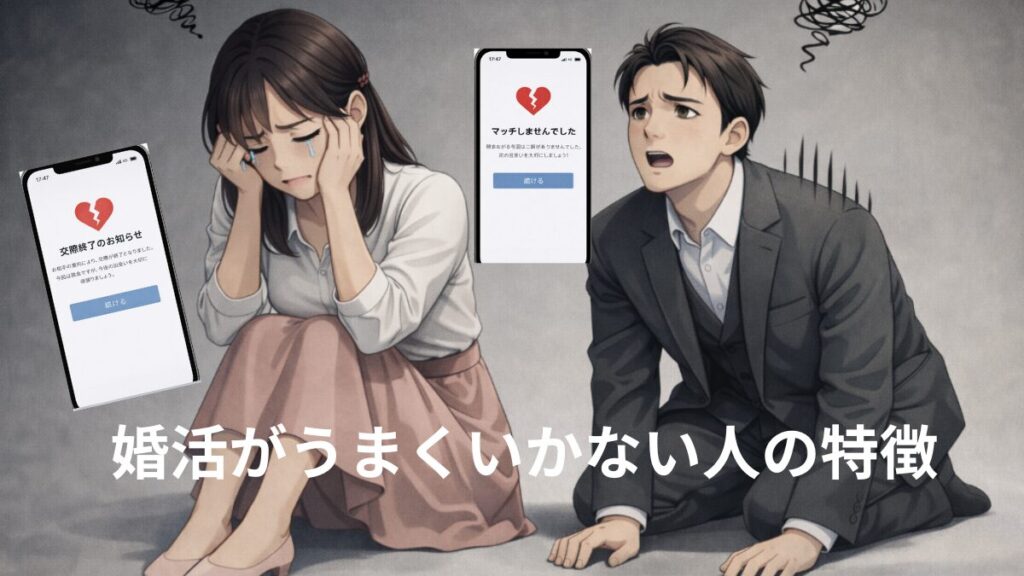 婚活が上手くいかずに悩む男女の画像