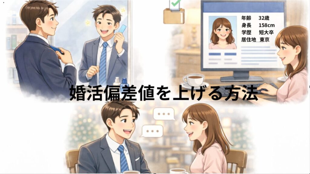 婚活偏差値を上げる方法 プロフィールの見直し、身だしなみを整える、会話力を磨く