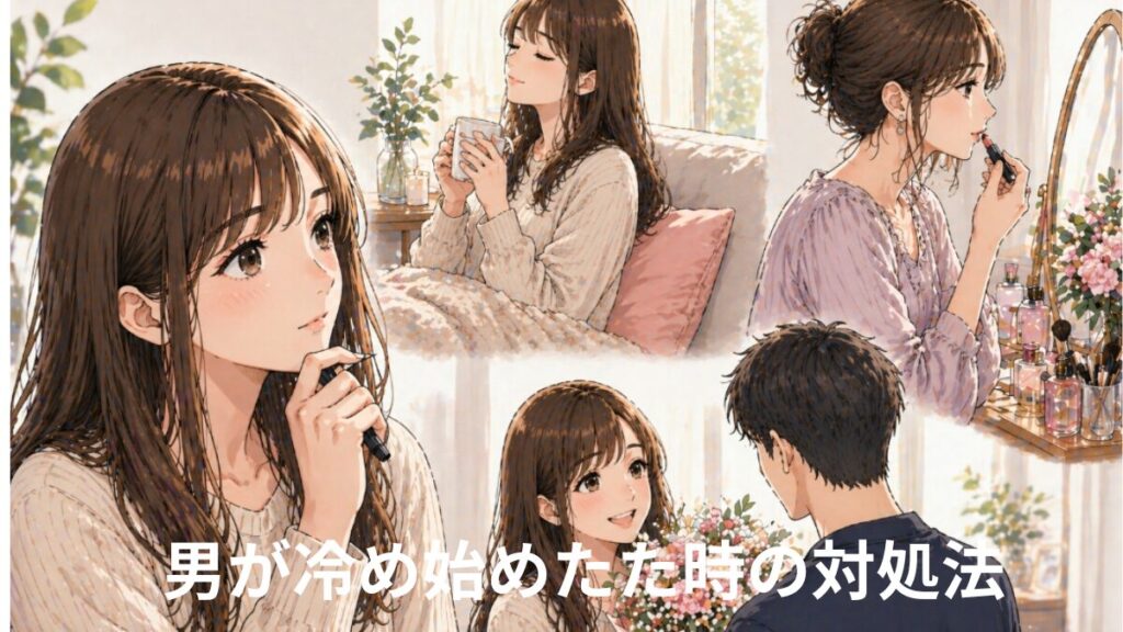 彼が冷め始めた時の対処法　そっとしておく、自分の時間を充実させる、女性らしさを取り戻すなど。