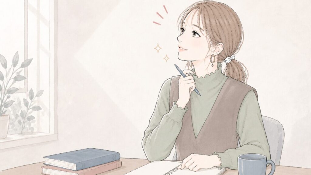 違和感の正体を分析して整理できた女性の画像