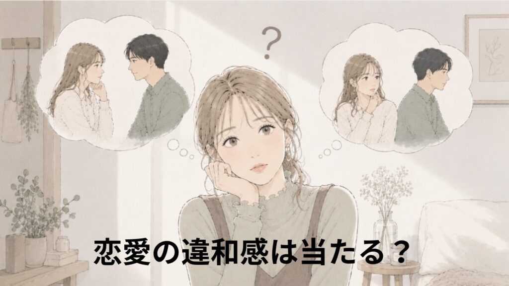 恋愛や婚活で「なんか違う」と違和感を抱える女性のイラスト