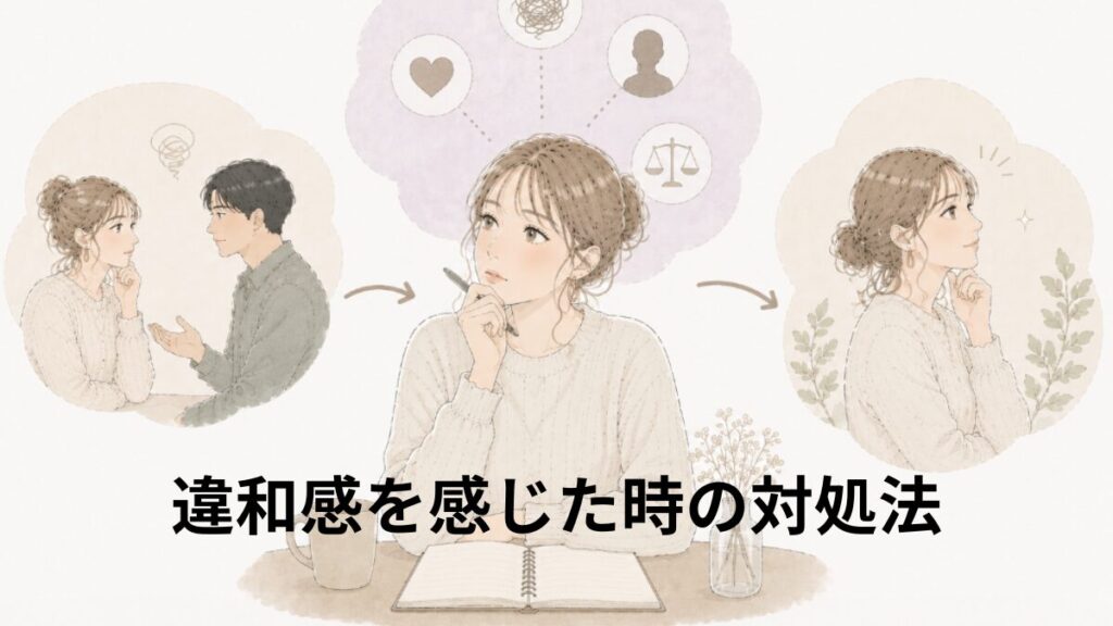 恋愛の違和感の正体を分析する女性の画像